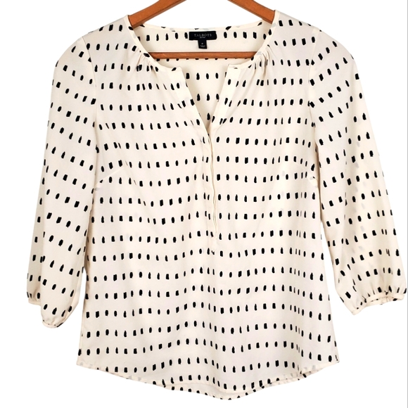 Talbots Tops - Talbots White and Black Silky Blouse. PETITE